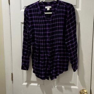 Coldwater Creek Purple and Black Plaid Shirt